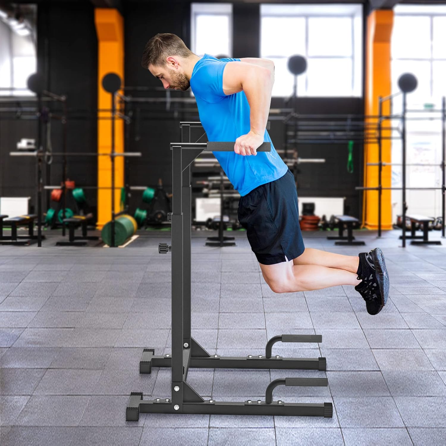 Home Gym Leg Press - ホームジム用メタル製プッシュアップ/ディップスバー、体操・筋力トレーニング用平行棒