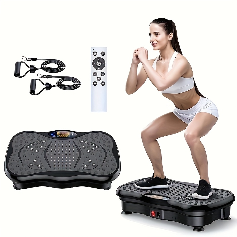Home Gym Full Setup - レジスタンスバンド付きエクササイズマシン コンパクト振動プラットフォーム 全身トレーニング用 ホームオフィスジム USB給電 バッテリー不要