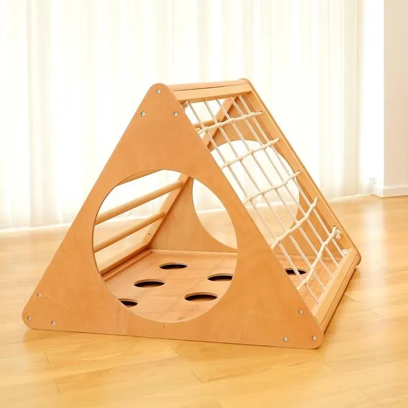 Home Gym For Toddlers - MDF製モダン幼児用ピックラートライアングルプレイジムセット、スロープ、ロッキングアーチ、家庭用屋外木製遊び場