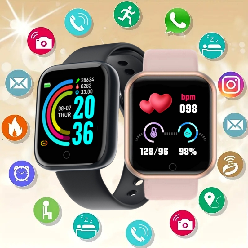 Home Gym App - 男性と女性のためのスマートウォッチ、音楽制御付きスマートウォッチ、メッセージリマインダー、時計アラーム、フィットネストラッカー、カロリー距離、子供のための時計、y68 d20