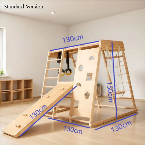 Home Gym For Toddlers - 標準版、室内用木製クライミングプレイセット、スライド、ブランコ、ジムリング付き幼児用クライマー、家庭や幼稚園での運動用