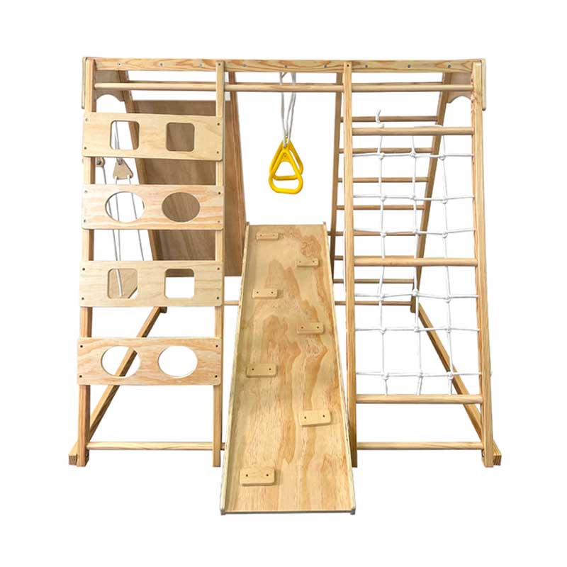 Home Gym For Toddlers - 子供用木製クライミングフレーム、スウェーデン式はしごとロックウォール付き屋内ジムセット、幼児向けジャングル遊具