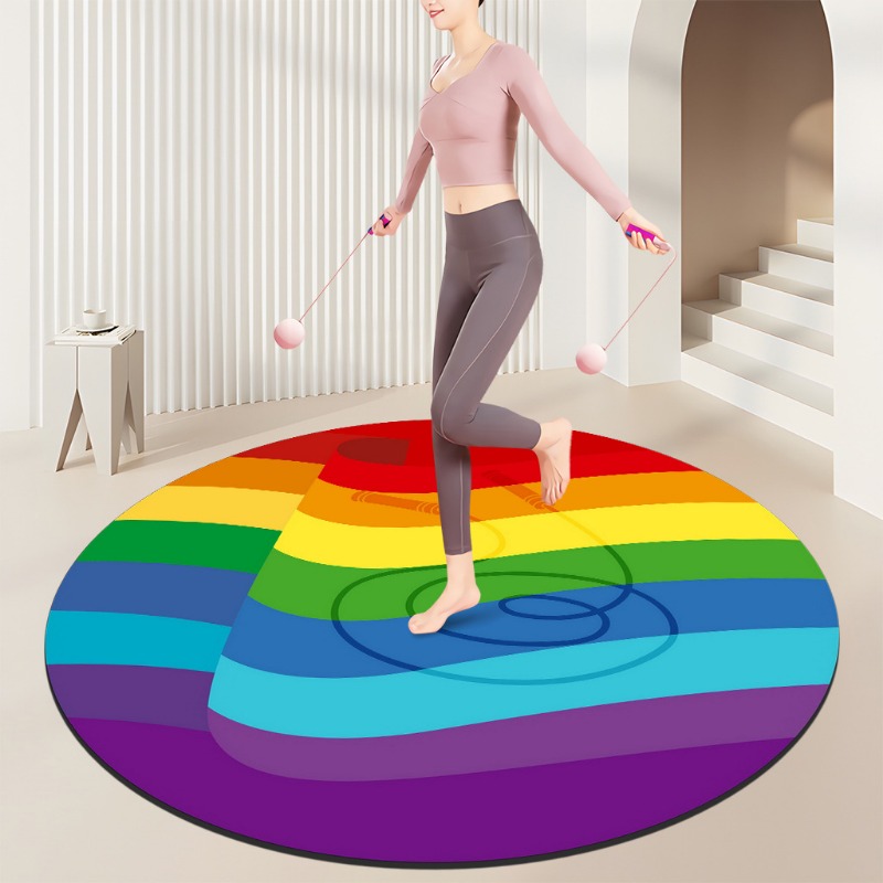 Home Gym Diy - レインボー スパイラル フィットネス マット – カラフルな花のデザインの滑り止めエクササイズ