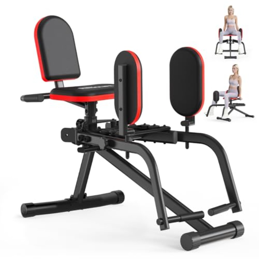 Home Gym Leg Machine - ホームジム用ヒップアブダクター・アダクターマシン、スチールフレーム、ブラック、内側/外側太もも・臀筋トレーニング用6段階抵抗、プラッシュパッド付き