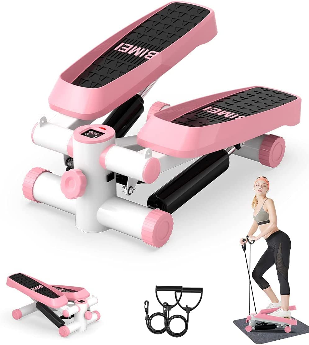 Home Gym Leg Machine - ポータブルホームジムミニフィットネスステッパー、LCDディスプレイと抵抗バンド付きエクササイズマシン、ワークアウトプログラム搭載