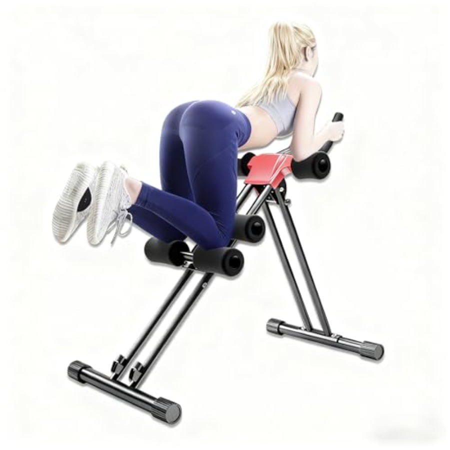 Home Gym Leg Machine - ホームジムローイング＆腹筋マシン4in1、スチールフレーム、ブラック、折りたたみ式多機能デザイン、耐荷重270ポンド