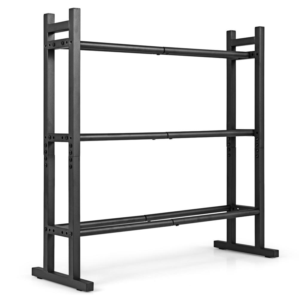 Home Gym Equipments - 頑丈な3段ダンベルラック、粉体塗装スチール製ウェイト収納スタンド、耐荷重529ポンド、調整可能なフィットネス機器オーガナイザー、ホームジム、ガレージ用、ブラック