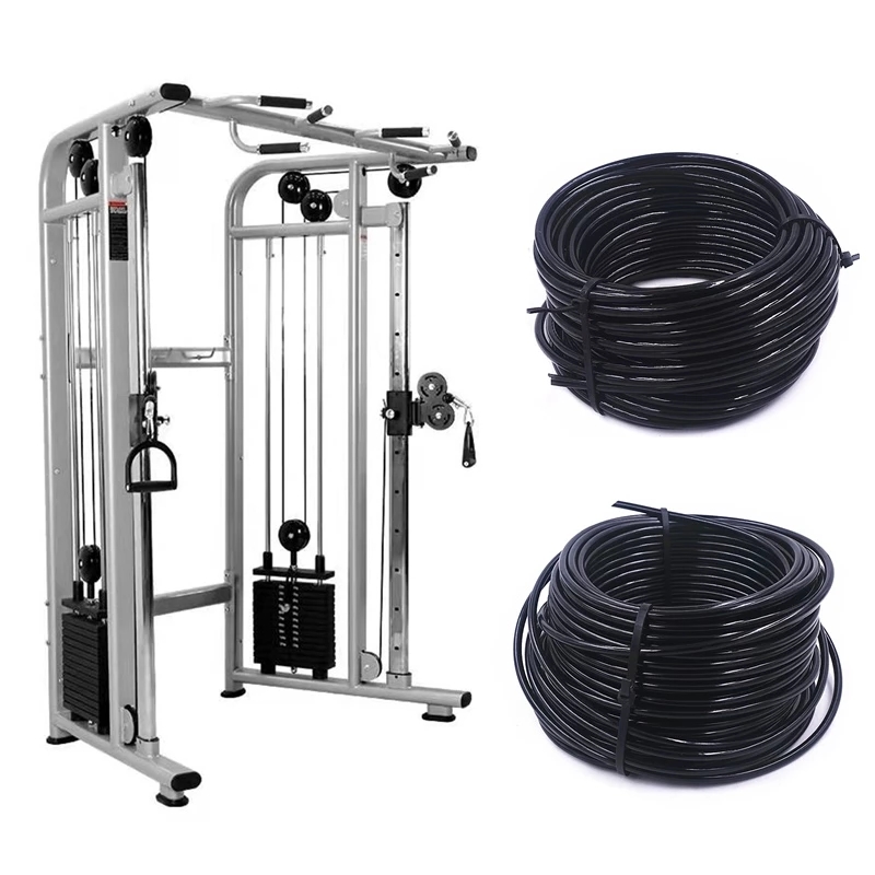 Home Gym Pulley System - 100 メートル 4/5/6 ミリメートル厚さのホームウェイトリフティングプーリーシステムワークアウトジムケーブルステンレスワイヤーロープ黒ナイロンコーティング