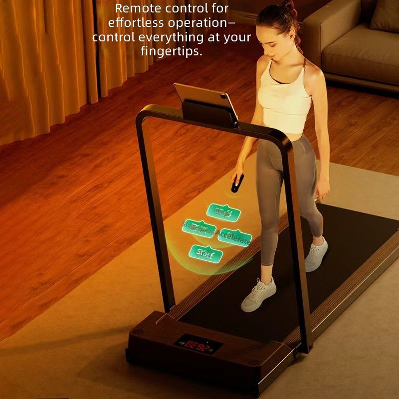 Home Gym Luxury Design - トレッドミル、折りたたみ式静音電動ウォーキングマシン、家庭用ジム、木目調高級デザイン、コンパクトフィットネス機器