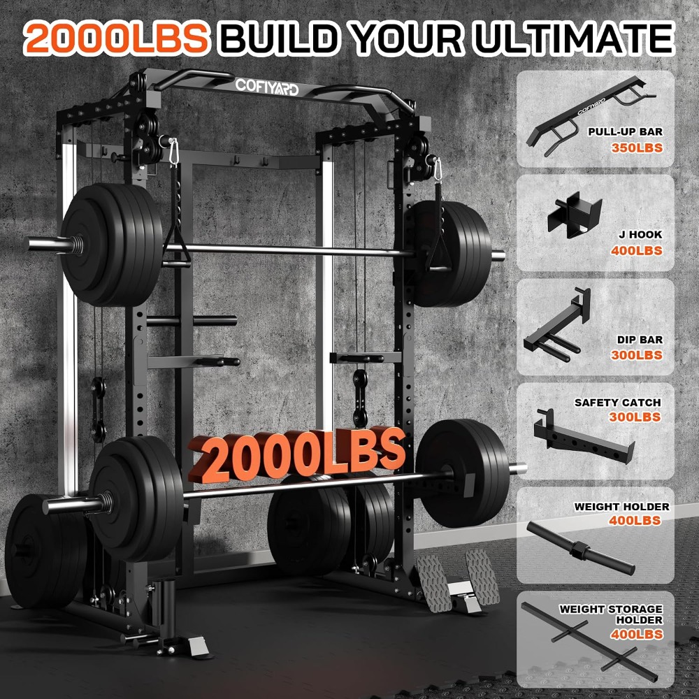多機能スクワットパワーケージラック、デュアルプーリー＆ケーブ - Home Gym Pulley System のレビューと価格