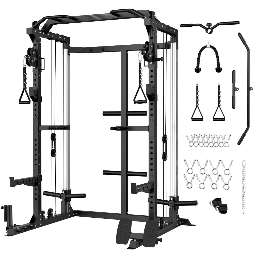 多機能スクワットパワーケージラック、デュアルプーリー＆ケーブ - Home Gym Pulley System のレビューと価格