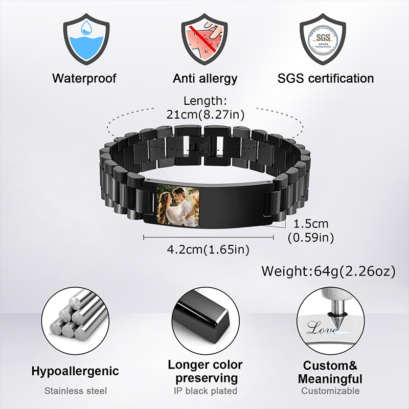 カスタム画像テキストブレスレット時計バンドステンレス鋼リンク - Home Gym App のレビューと価格