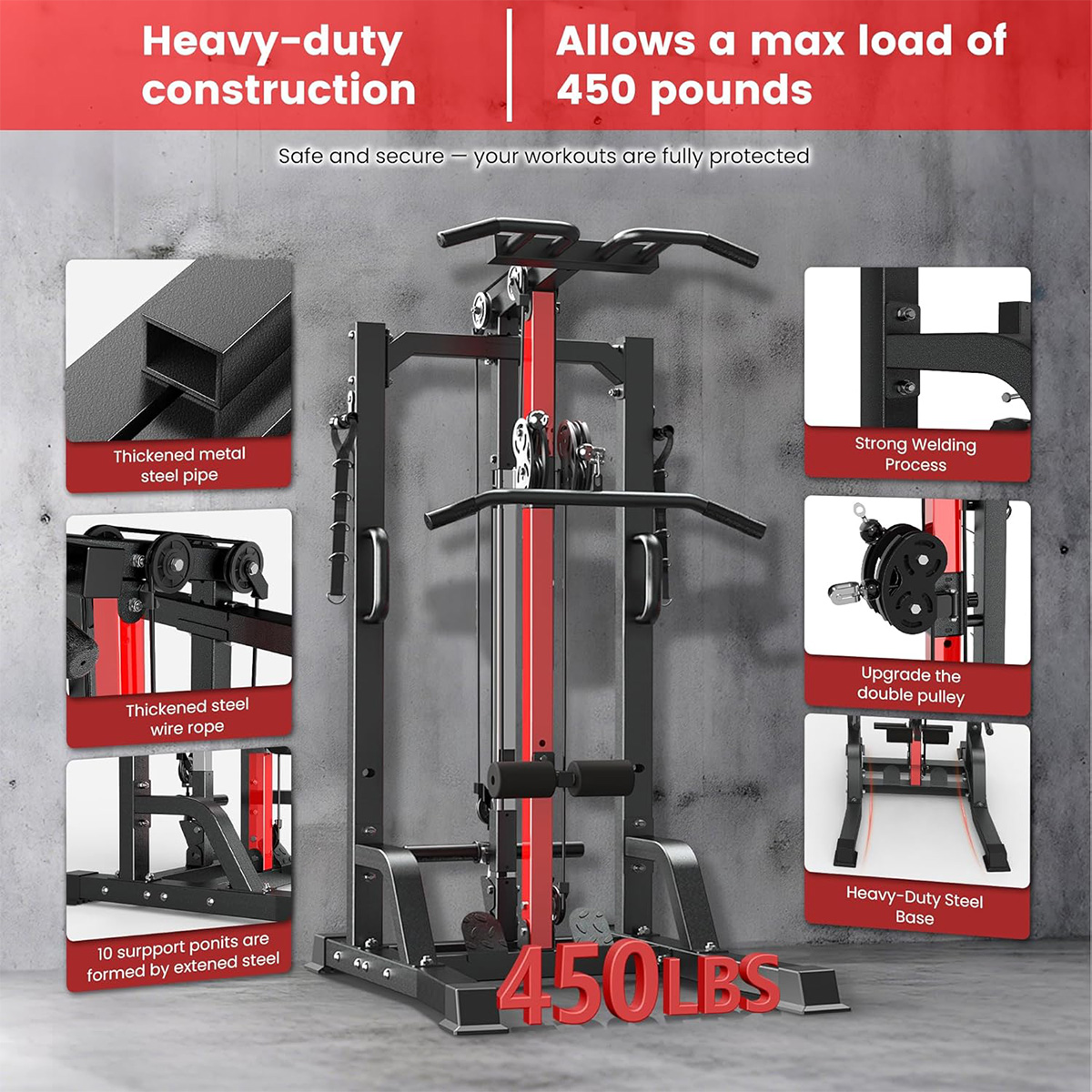 Poobooホームジムマシン - ハイ/ロープーリーシステム - Home Gym Pulley System のレビューと価格