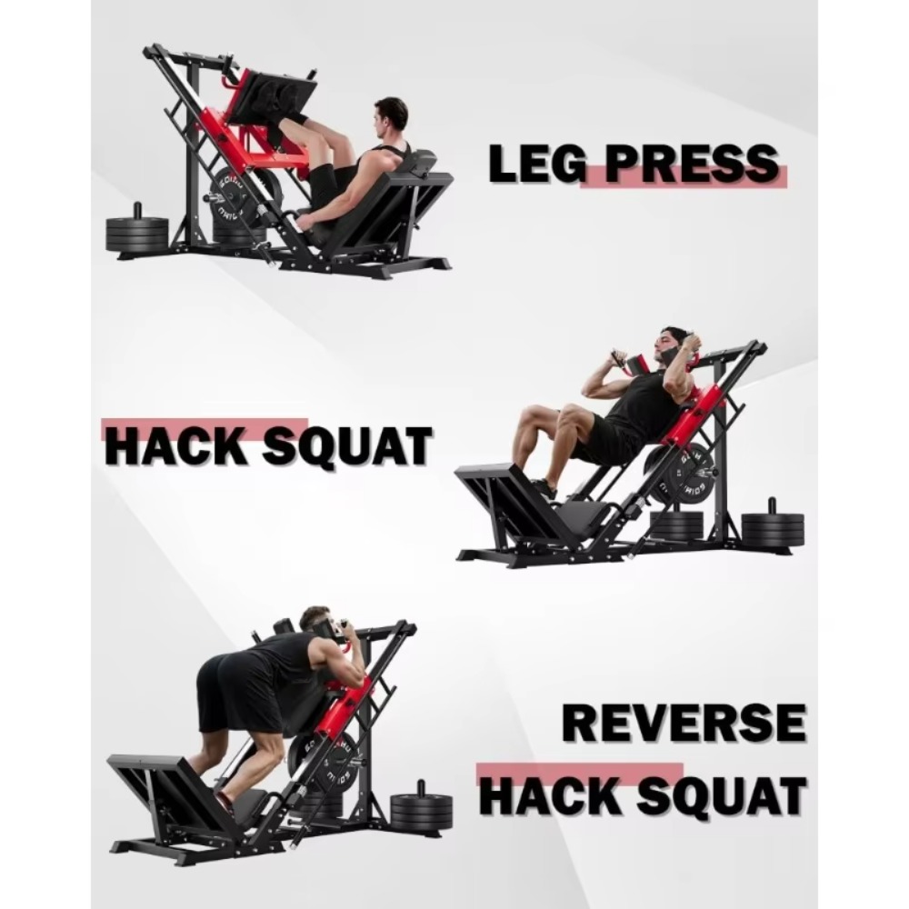3-in-1レッグプレスハックスクワットマシン、背中サポート - Home Gym Quad のレビューと価格