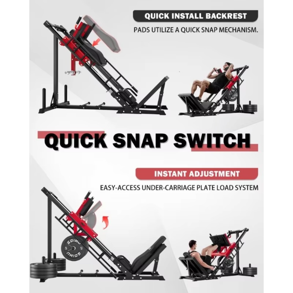 3-in-1レッグプレスハックスクワットマシン、背中サポート - Home Gym Quad のレビューと価格