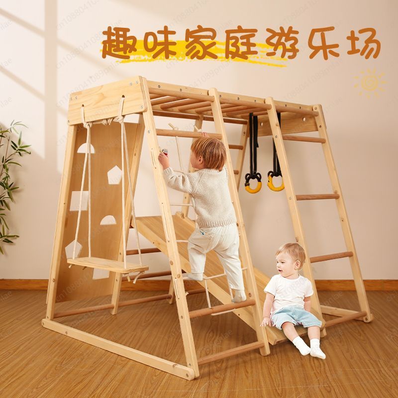 標準版、室内用木製クライミングプレイセット、スライド、ブラン - Home Gym For Toddlers のレビューと価格