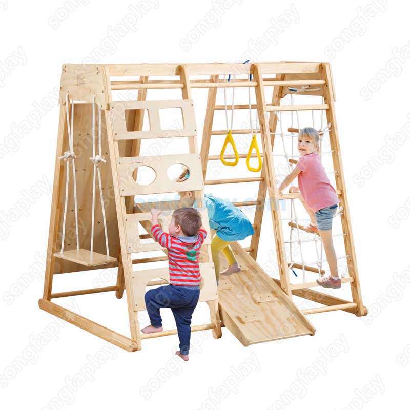 子供用木製クライミングフレーム、スウェーデン式はしごとロック - Home Gym For Toddlers のレビューと価格