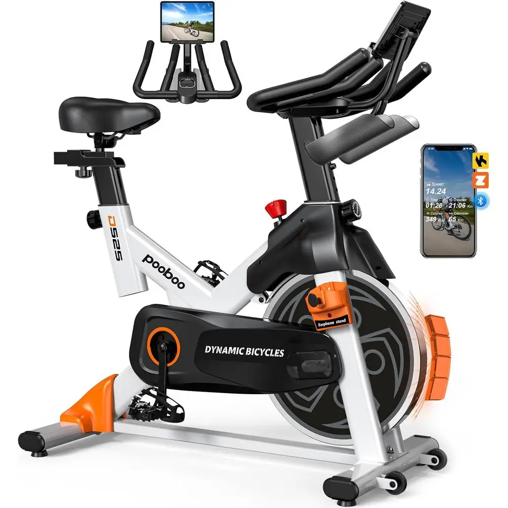 アプリ付き静音磁気エクササイズバイク、耐荷重350ポンド、L - Home Gym App のレビューと価格