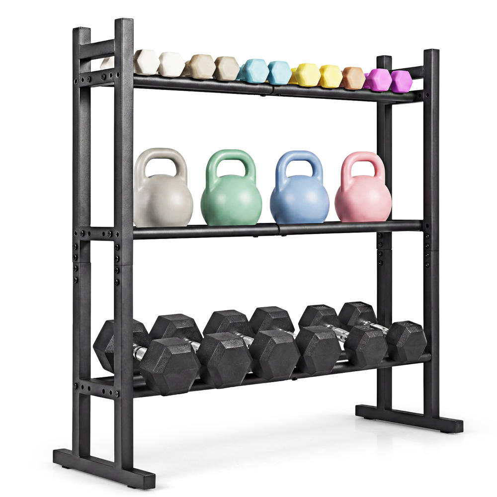 頑丈な3段ダンベルラック、粉体塗装スチール製ウェイト収納スタ - Home Gym Equipments のレビューと価格
