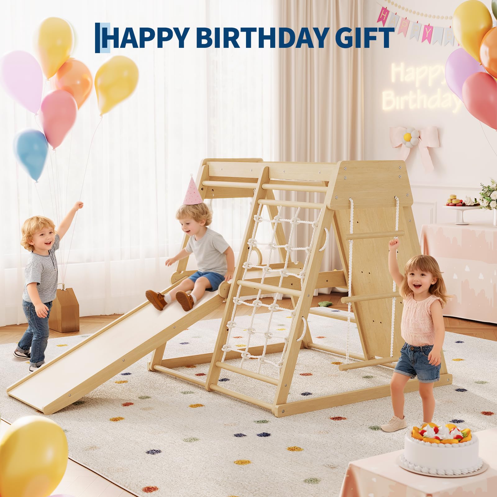 子供用6-in-1木製室内ジャングルジム、モンキーバー付きス - Home Gym For Toddlers のレビューと価格