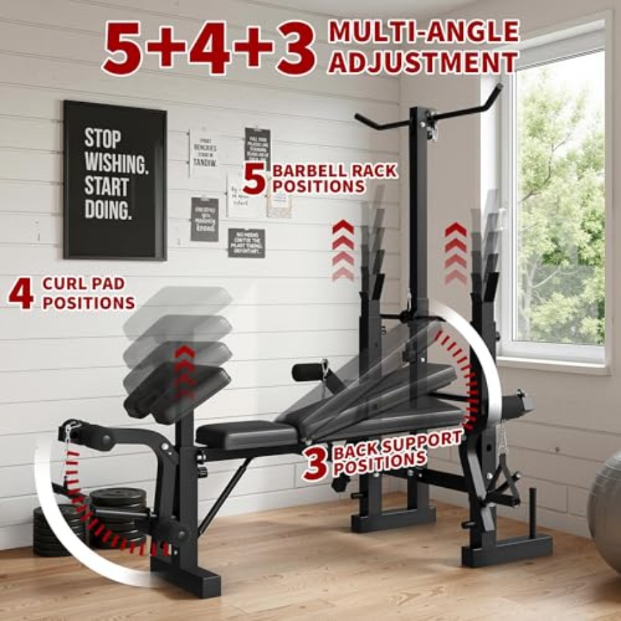 ホームジムウェイトベンチセット：スチールフレームブラック多機 - Home Gym Leg Press のレビューと価格