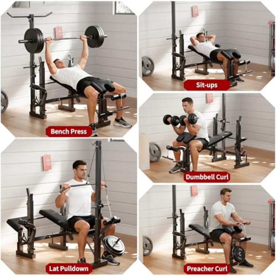ホームジムウェイトベンチセット：スチールフレームブラック多機 - Home Gym Leg Press のレビューと価格