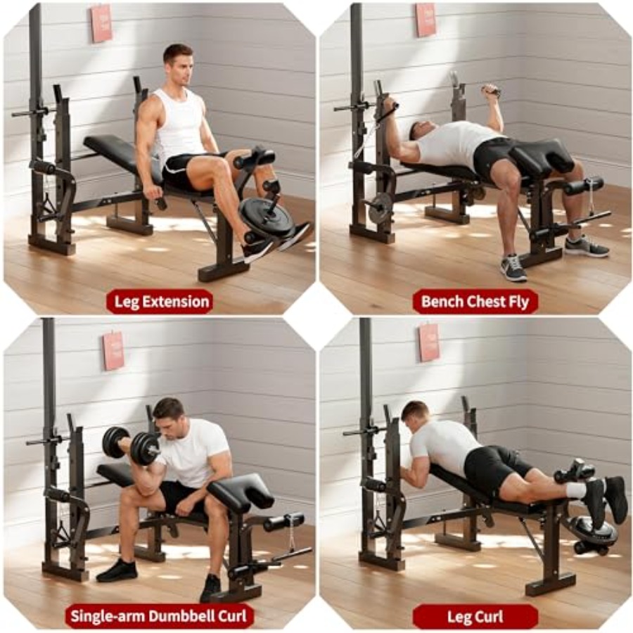ホームジムウェイトベンチセット：スチールフレームブラック多機 - Home Gym Leg Press のレビューと価格