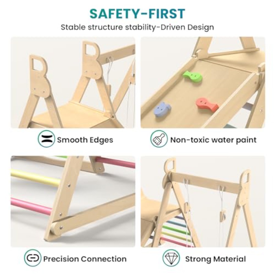 家庭用屋内幼児用ジャングルジム、折りたたみ式木製クライミング - Home Gym For Toddlers のレビューと価格