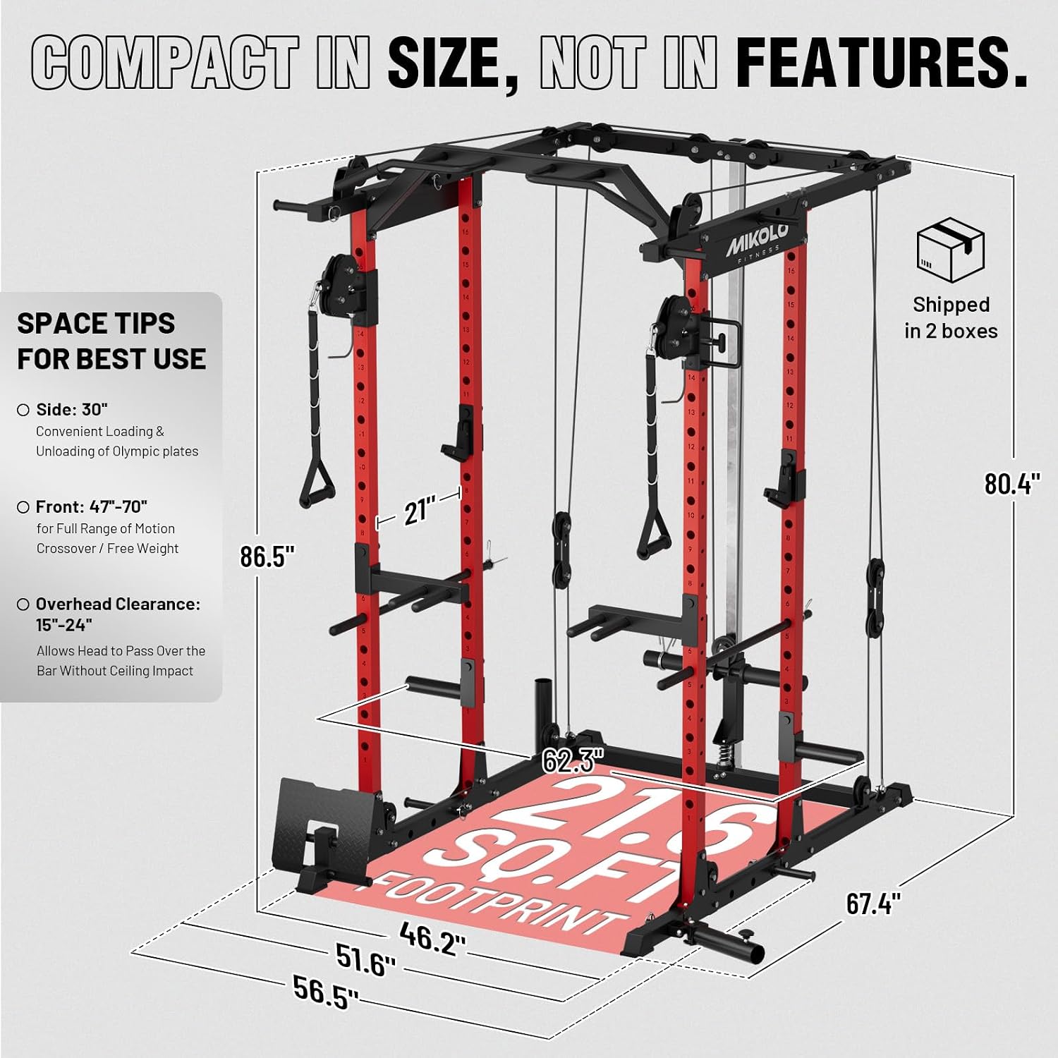 ケーブルクロスオーバー＆ラットプルダウンシステム付きパワーケ - Home Gym Pulley System のレビューと価格